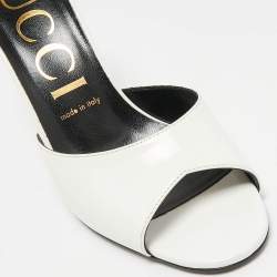 Gucci White Leather Heeled Slide Sandals Size 38