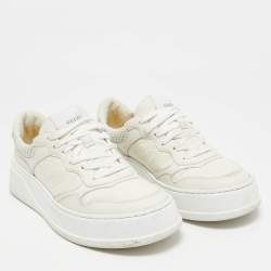 Gucci White Jumbo GG Embossed Leather Low Top Sneakers Size 37