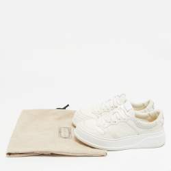 Gucci White Jumbo GG Embossed Leather Low Top Sneakers Size 37