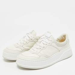 Gucci White Jumbo GG Embossed Leather Low Top Sneakers Size 37
