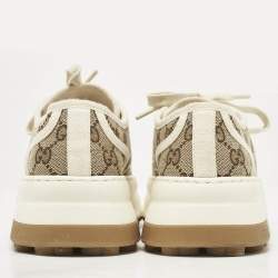 Pre Owned Gucci Beige GG Canvas Tennis 1977 Treck Sneakers Size 38