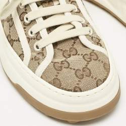 Pre Owned Gucci Beige GG Canvas Tennis 1977 Treck Sneakers Size 38