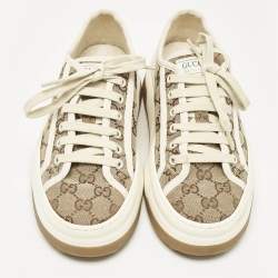 Pre Owned Gucci Beige GG Canvas Tennis 1977 Treck Sneakers Size 38