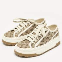 Pre Owned Gucci Beige GG Canvas Tennis 1977 Treck Sneakers Size 38