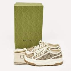 Pre Owned Gucci Beige GG Canvas Tennis 1977 Treck Sneakers Size 38