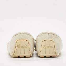 Gucci Cream Guccissima Leather Horsebit Slip On Loafer Size 39.5