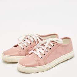 Gucci Pink GG Canvas and Leather Low Top Sneakers Size 37