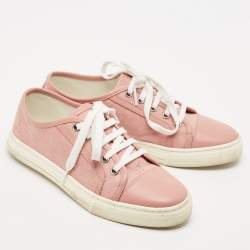 Gucci Pink GG Canvas and Leather Low Top Sneakers Size 37