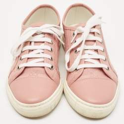 Gucci Pink GG Canvas and Leather Low Top Sneakers Size 37