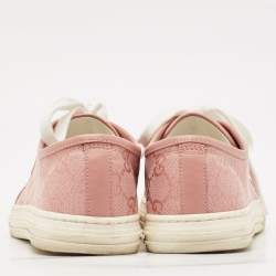 Gucci Pink GG Canvas and Leather Low Top Sneakers Size 37