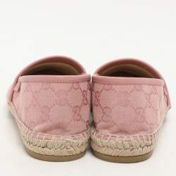 Gucci Pink GG Canvas and Leather Espadrille Flats Size 38