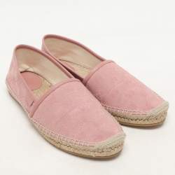 Gucci Pink GG Canvas and Leather Espadrille Flats Size 38