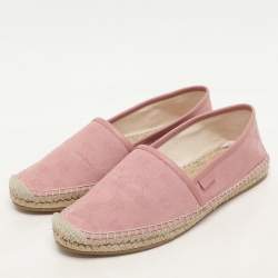 Gucci Pink GG Canvas and Leather Espadrille Flats Size 38