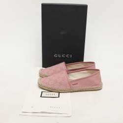 Gucci Pink GG Canvas and Leather Espadrille Flats Size 38