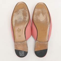 Gucci Pink Leather Princetown Mules Size 38.5
