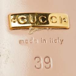 Pre Owned Gucci Navy Blue Patent Leather Beverly T-Strap Bow Pumps Size 39