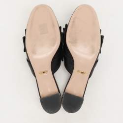 Gucci Black Leather Crystal Bow Embellished Mules Size 38.5