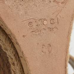 Gucci Beige/Brown Suede Wedge Platform Ankle Strap Sandals Size 39