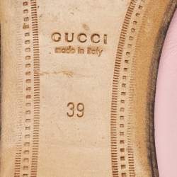 Pre Owned Gucci Pink Leather Brixton Cat Loafers Size 39