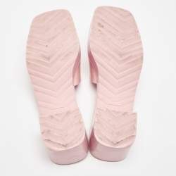Pre Owned Gucci Pink Rubber Embossed Logo Slide Sandals Size 38