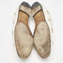 Pre Owned Gucci Off White Leather Jordaan Loafers Size 39.5