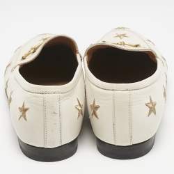Pre Owned Gucci Off White Leather Jordaan Loafers Size 39.5