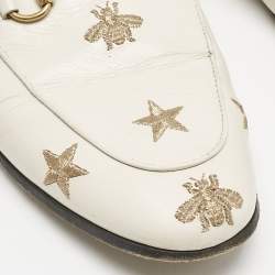 Pre Owned Gucci Off White Leather Jordaan Loafers Size 39.5