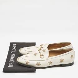 Pre Owned Gucci Off White Leather Jordaan Loafers Size 39.5