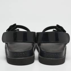 Gucci Black Rubber Isla Mule Sandals Size 38