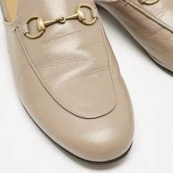 Gucci Beige Leather Princetown Flat Mules Size 37.5