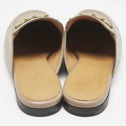 Gucci Beige Leather Princetown Flat Mules Size 37.5
