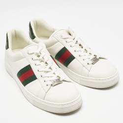 Gucci White Leather Web Ace Sneakers Size 40