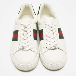 Gucci White Leather Web Ace Sneakers Size 40