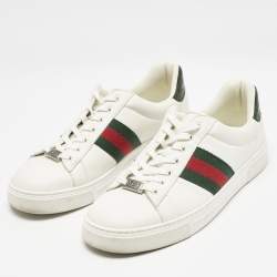 Gucci White Leather Web Ace Sneakers Size 40