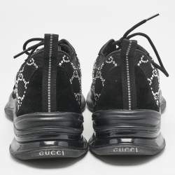 Gucci Black Mesh and Suede GG Crystal Embellished Run Sneakers Size 41