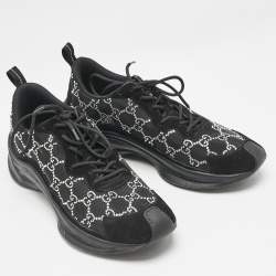 Gucci Black Mesh and Suede GG Crystal Embellished Run Sneakers Size 41