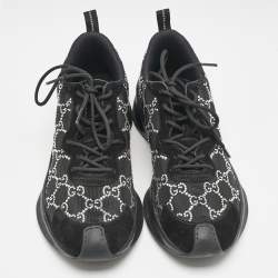 Gucci Black Mesh and Suede GG Crystal Embellished Run Sneakers Size 41