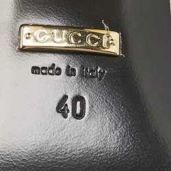 Pre Owned Gucci White Leather Horsebit Block Heel Pumps Size 40