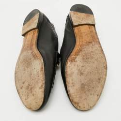 Pre Owned Gucci Black Leather Horsebit Jordaan Loafers Size 37