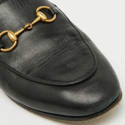 Pre Owned Gucci Black Leather Horsebit Jordaan Loafers Size 37