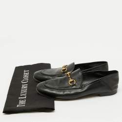 Pre Owned Gucci Black Leather Horsebit Jordaan Loafers Size 37