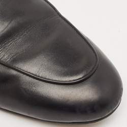 Pre Owned Gucci Black Leather Princetown Horsebit Flat Mules Size 38