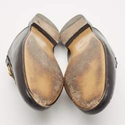 Pre Owned Gucci Black Leather Princetown Horsebit Flat Mules Size 38