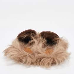 Gucci Pink Leather Horsebit Princetown Fur Flat Mules Size 37