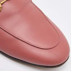 Gucci Pink Leather Horsebit Princetown Fur Flat Mules Size 37