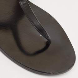Gucci Black Leather GG Marmont Thong Flats Size 38