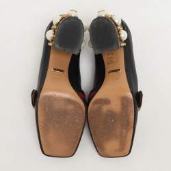 Gucci Black Leather GG Marmont Embellished Pumps Size 37.5