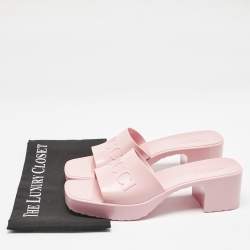 Gucci Light Pink Jelly Logo Slide Sandals Size 40