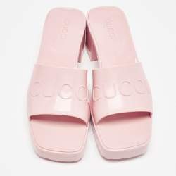 Gucci Light Pink Jelly Logo Slide Sandals Size 40