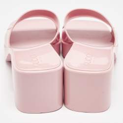 Gucci Light Pink Jelly Logo Slide Sandals Size 40